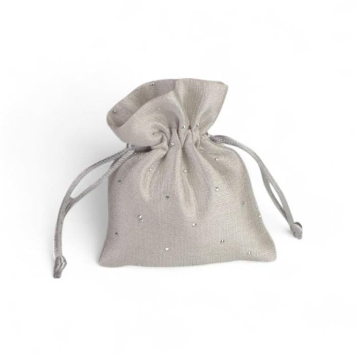 SACCHETTO GRIGIO PC STRASS 8X10CM